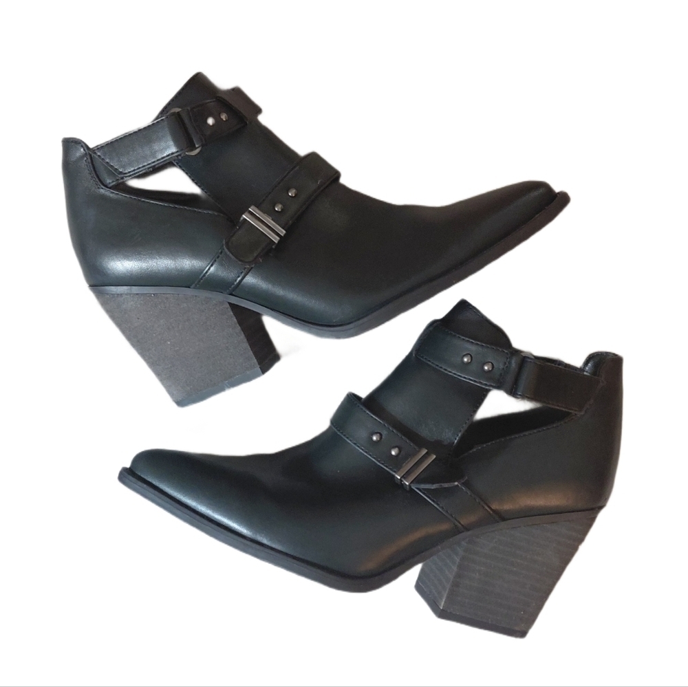 New SOUL Naturalizer Matcha Black Cut-out Ankle Boots Women's Western Booties